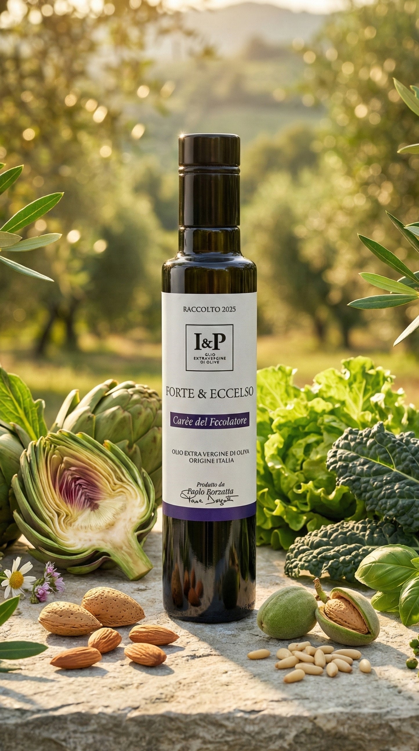 Olio extravergine Cuvée del Fondatore Forte Eccelso bottiglia lusso 250ml pepe nero